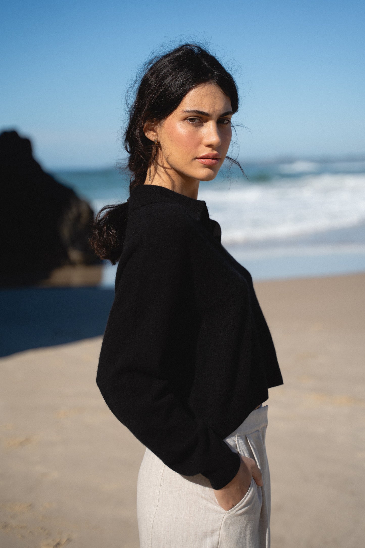 LILLY PILLY Emma cashmere wool knit in Black