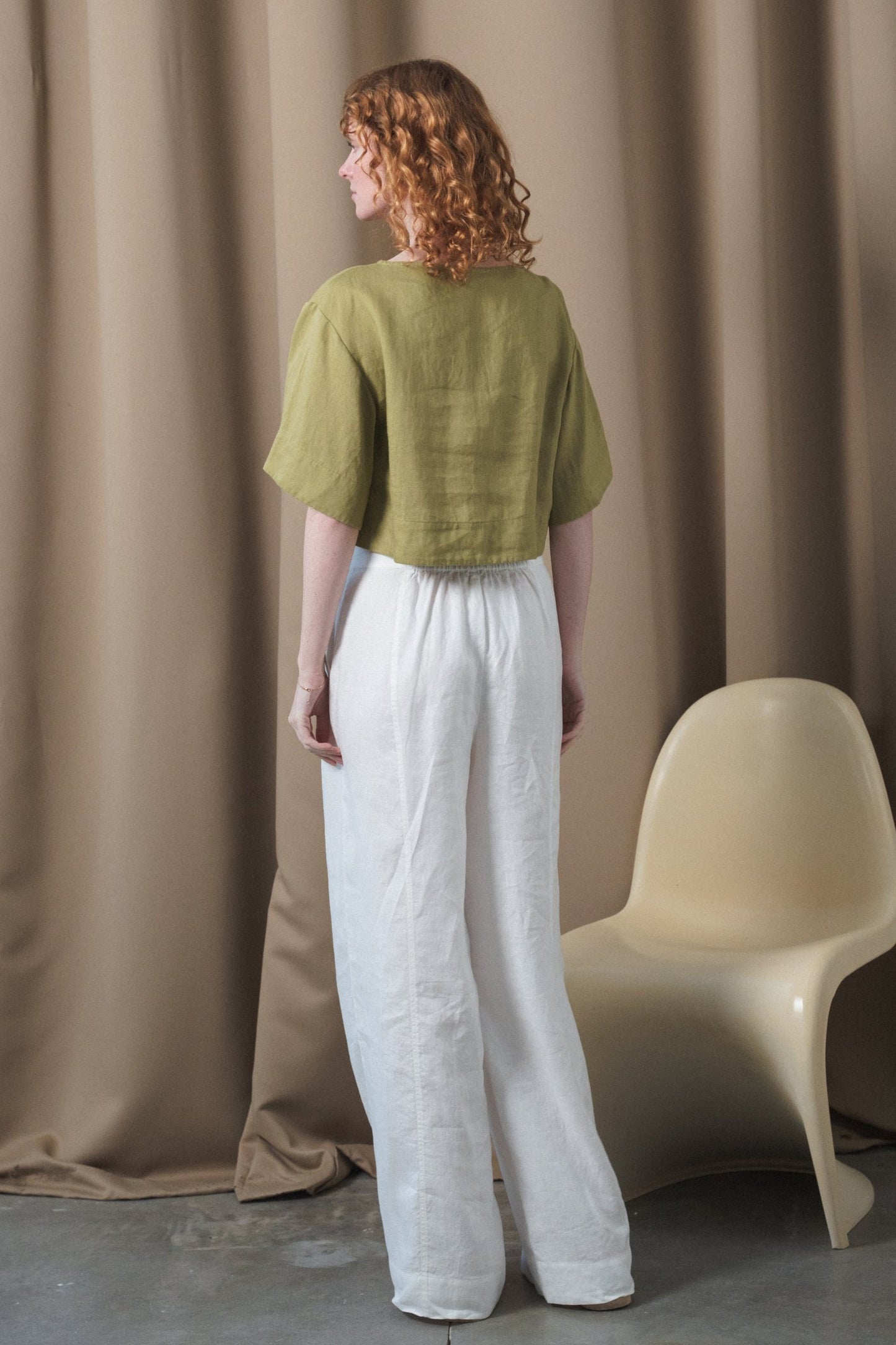 LILLY PILLY Maya linen top in Olive