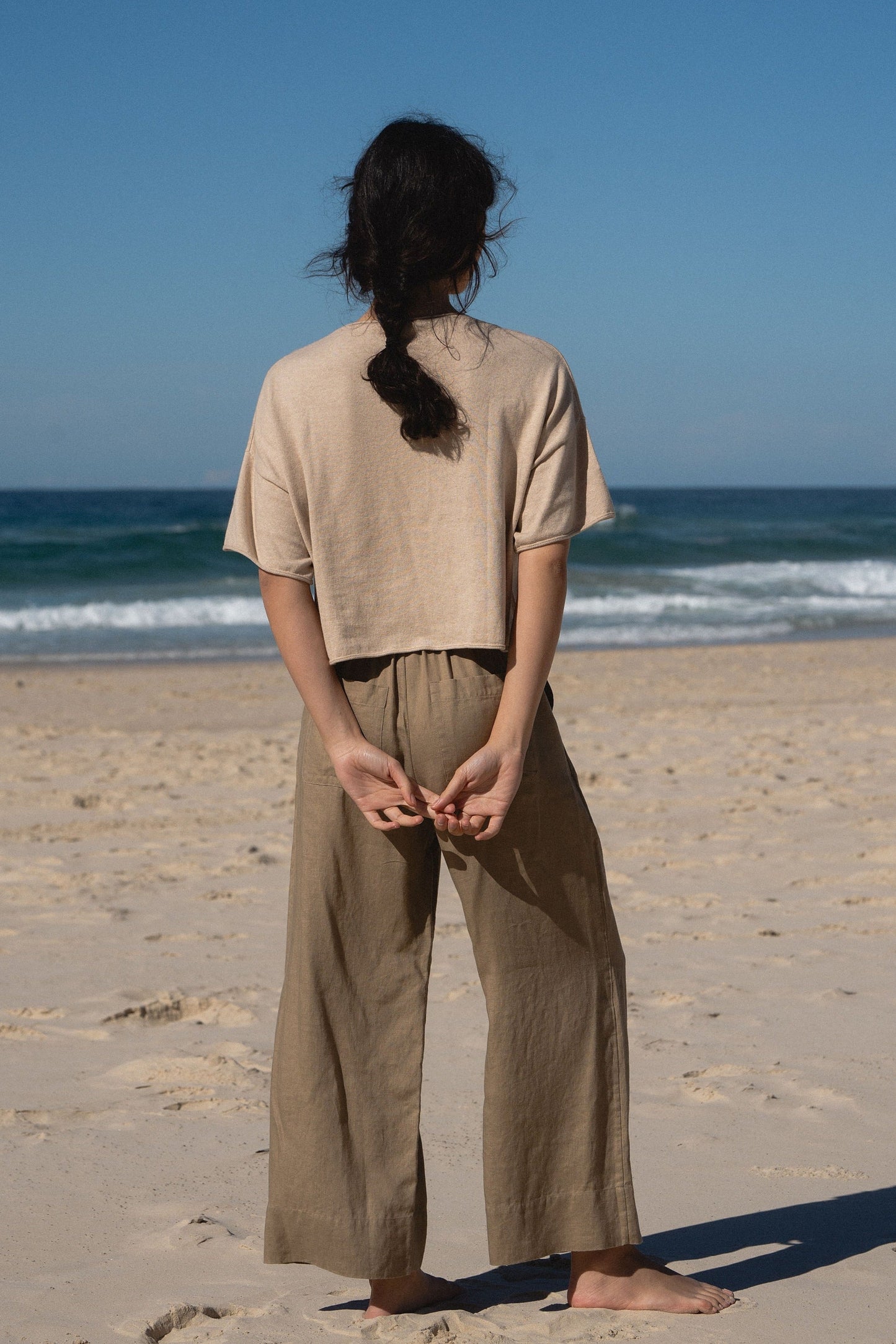 LILLY PILLY Addison cotton cashmere knit top in Neutral