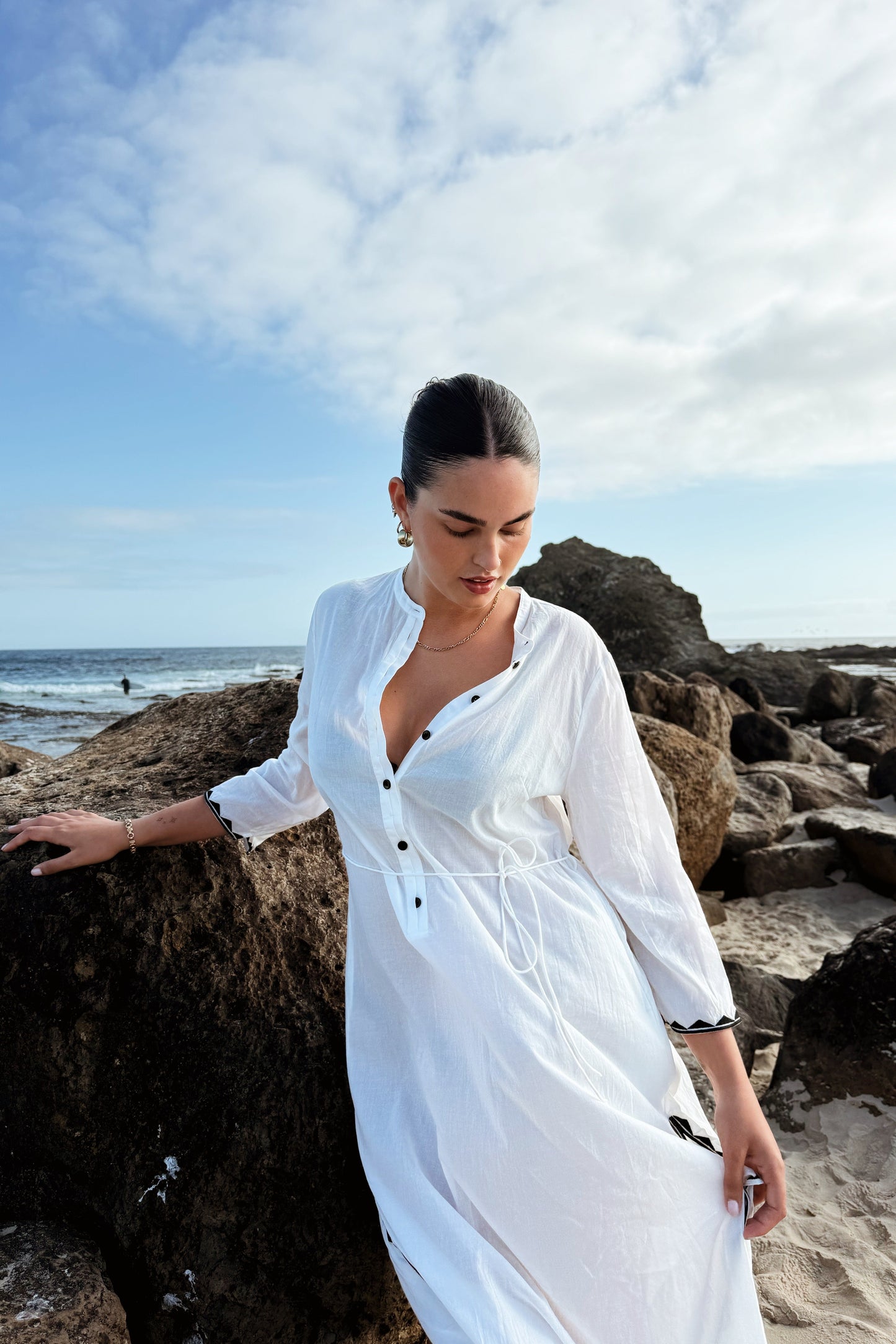 CALLIE IVORY COTTON VOILE DRESS