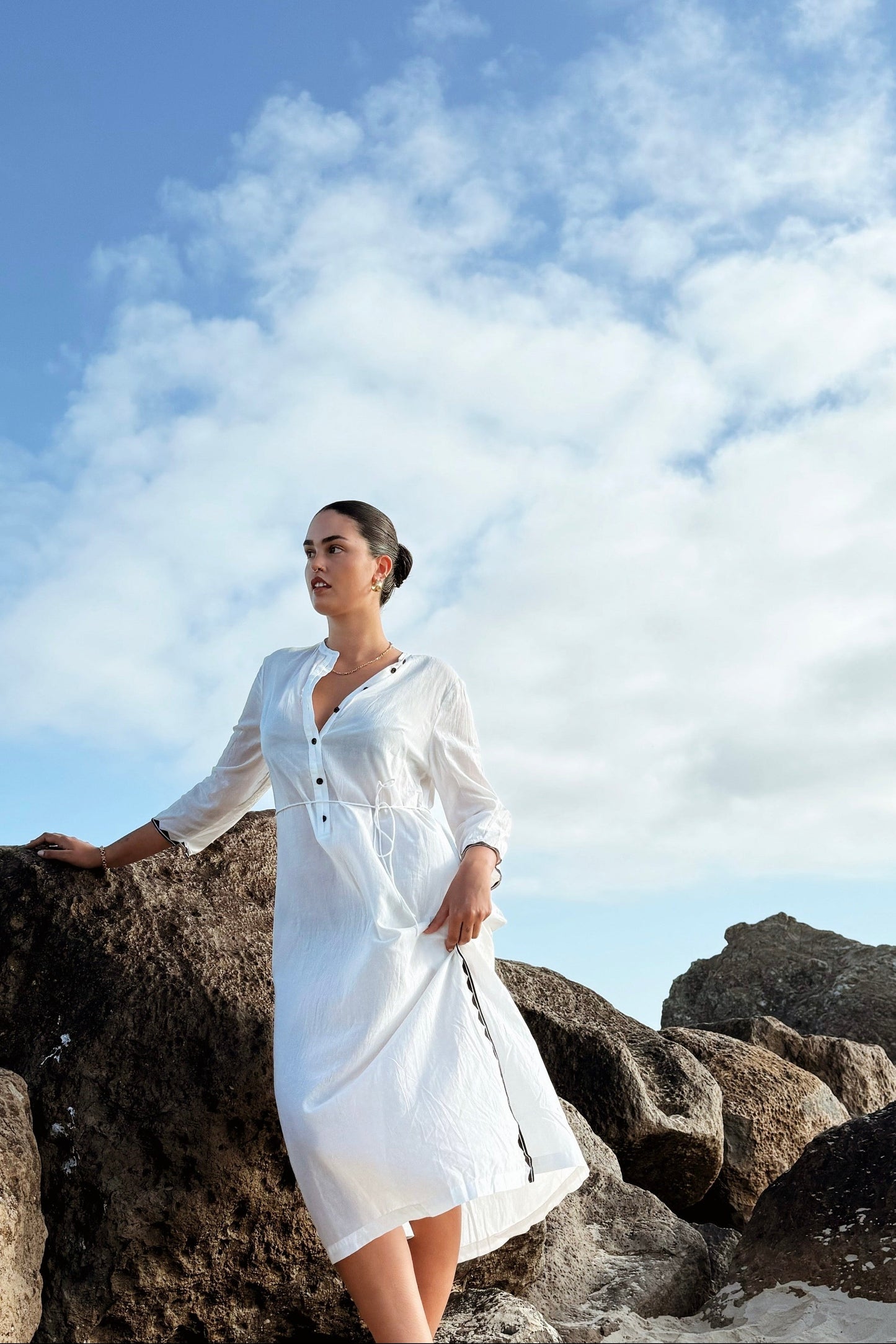 CALLIE IVORY COTTON VOILE DRESS